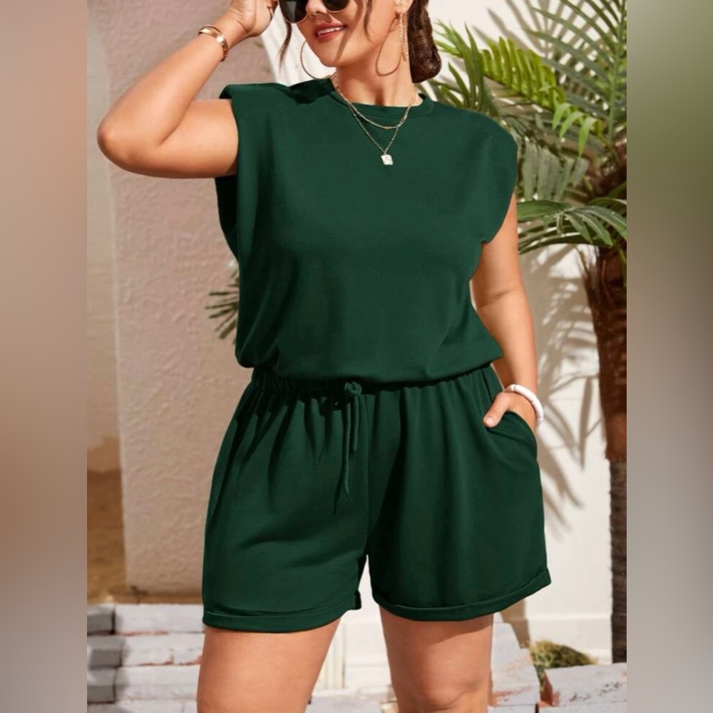 Plus size open back romper